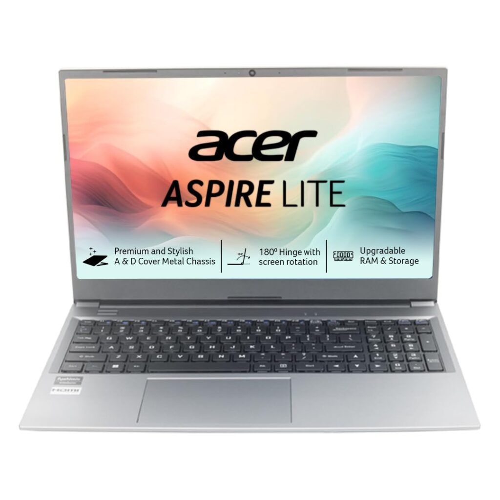 acer Aspire Lite, AMD Ryzen 3-5300U, 8 GB RAM, 512 GB SSD, Full HD 15.6/39.62 cm, Windows 11 Home, Steel Gray, 1.59 KG, AL15-41, Premium Laptop