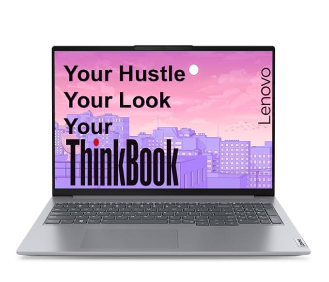 Lenovo ThinkBook 16, AMD Ryzen 5 7535HS, 16GB RAM, 512GB SSD, WUXGA IPS 16, Windows 11 Home, Office 2024, 1.7kg, 21MWA0BSIN, Backlit Keyboard, Fingerprint, 300 Nits, 1Y Warranty, Aluminium Top Laptop