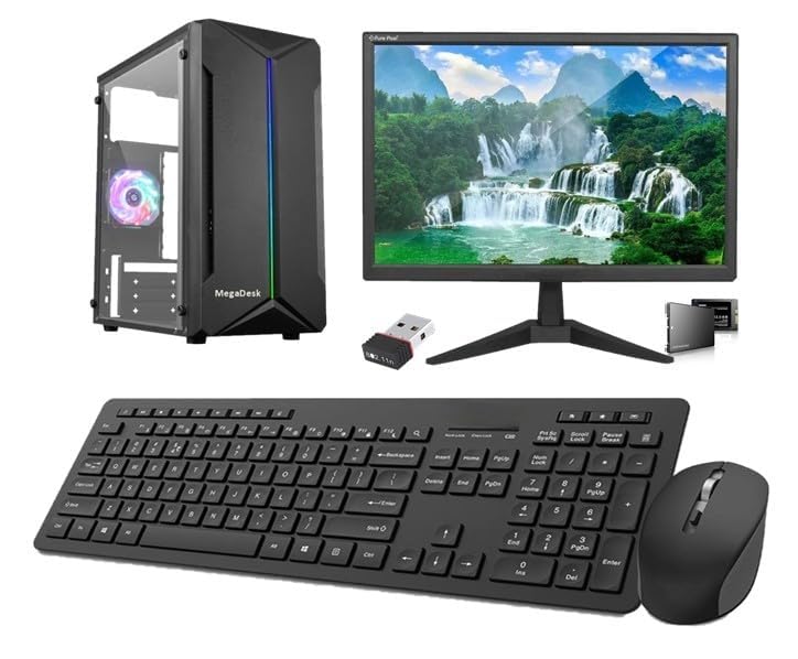 All-in-One Desktop Computer Set, i7 4th Gen, 16 GB RAM, 256 GB SSD, 19 HD LED Monitor, Wireless Keyboard & Mouse, WiFi, Windows 10, MS Office (16-256GB)