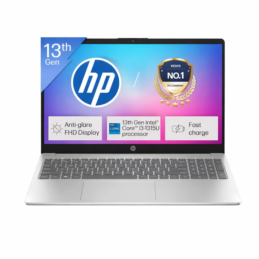 HP 15, Intel Core i3-1315U-13th Gen Laptop (8GB DDR4 Ram,512GB SSD) Anti-Glare, Micro-Edge,15.6/39.6CMs FHD, Win11,M365 Basic(1yr),Office Home24, Silver,1.59kg, FHD fd0569TU