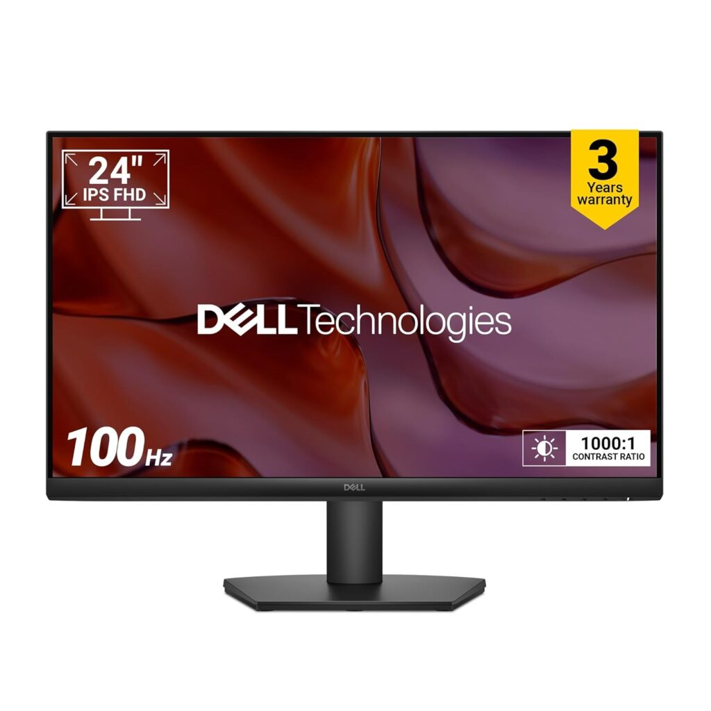 Dell SE2425HM 24/60.96cm FHD Monitor, Ultra-Thin Bezels, 100Hz IPS Panel, 5 ms Response, Contrast 1000:1, Tilt Adjust, HDMI, VGA, Warranty 3 Years, Comfortview Plus, TÜV Rheinland 3-Star Eye Comfort
