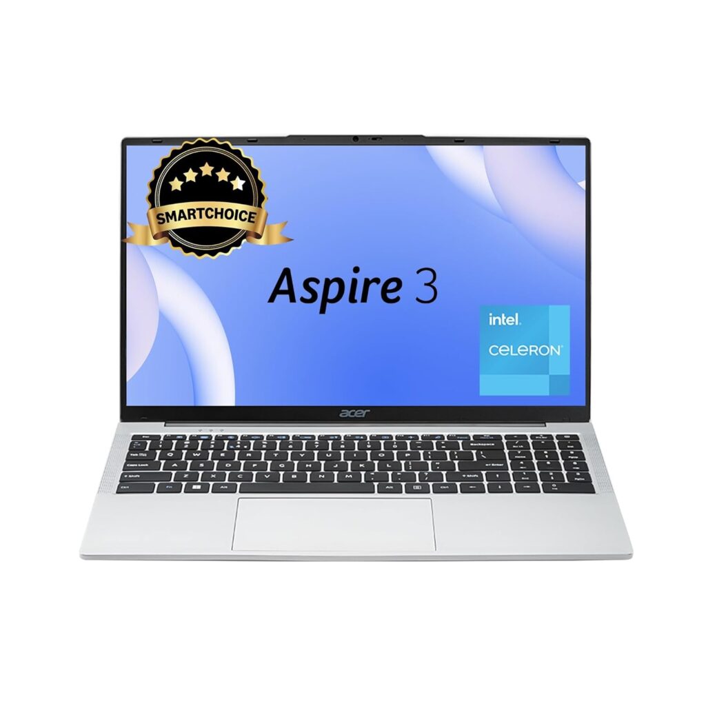acer Aspire 3, Intel Core Celeron N4500, 12GB LPDDR4X RAM, 512GB SSD, HD, 15.6/39.62cm, Windows 11 Home, Pure Silver, 1.5KG, A325-45, Thin and Light Laptop