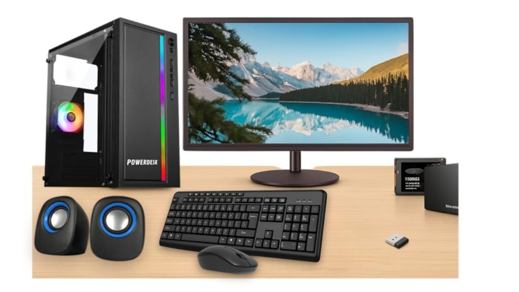 POWERDESK Desktop Computer Set, i7 4th Gen, 8 GB RAM, 256 GB SSD, 22 HD LED Monitor,hmk Keyboard & Mouse, WiFi, Windows 10 Pro, MS Office (8-256gb)