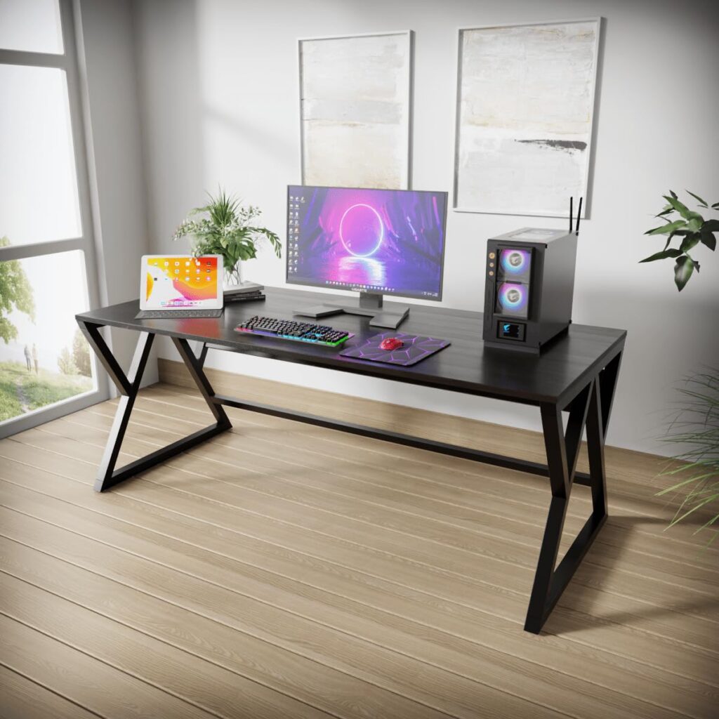 Riyan Luxiwood Daffodil Computer Table in Engineered Wood with Flat Surface, Multi-Usage Laptop Desk & Home Office, Desk Sturdy Gaming Table (Brown, Large)