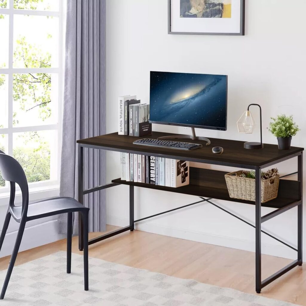 Torche Wood & Metal Finish Study Table |Computer Table, Study Table for Adults/Students| Home Office Writing Study Desk| Office Table Ideal for Work from Home (Exotic Teak)