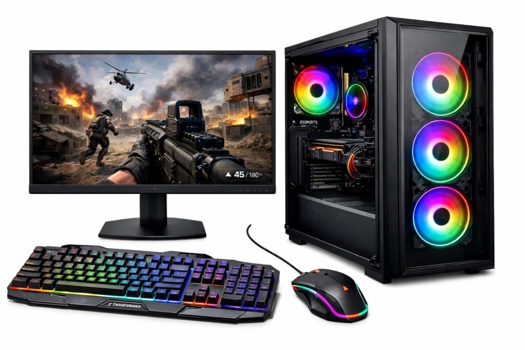 KRYNORCXY Desktop Computer PC Set | Core i5 Processor | 8GB RAM | 256GB SSD | HD Graphics 2000 | RGB 4 Fan Cabinet | 19 Inch LED Monitor | RGB Keyboard Mouse | WiFi | Windows 10 Pro