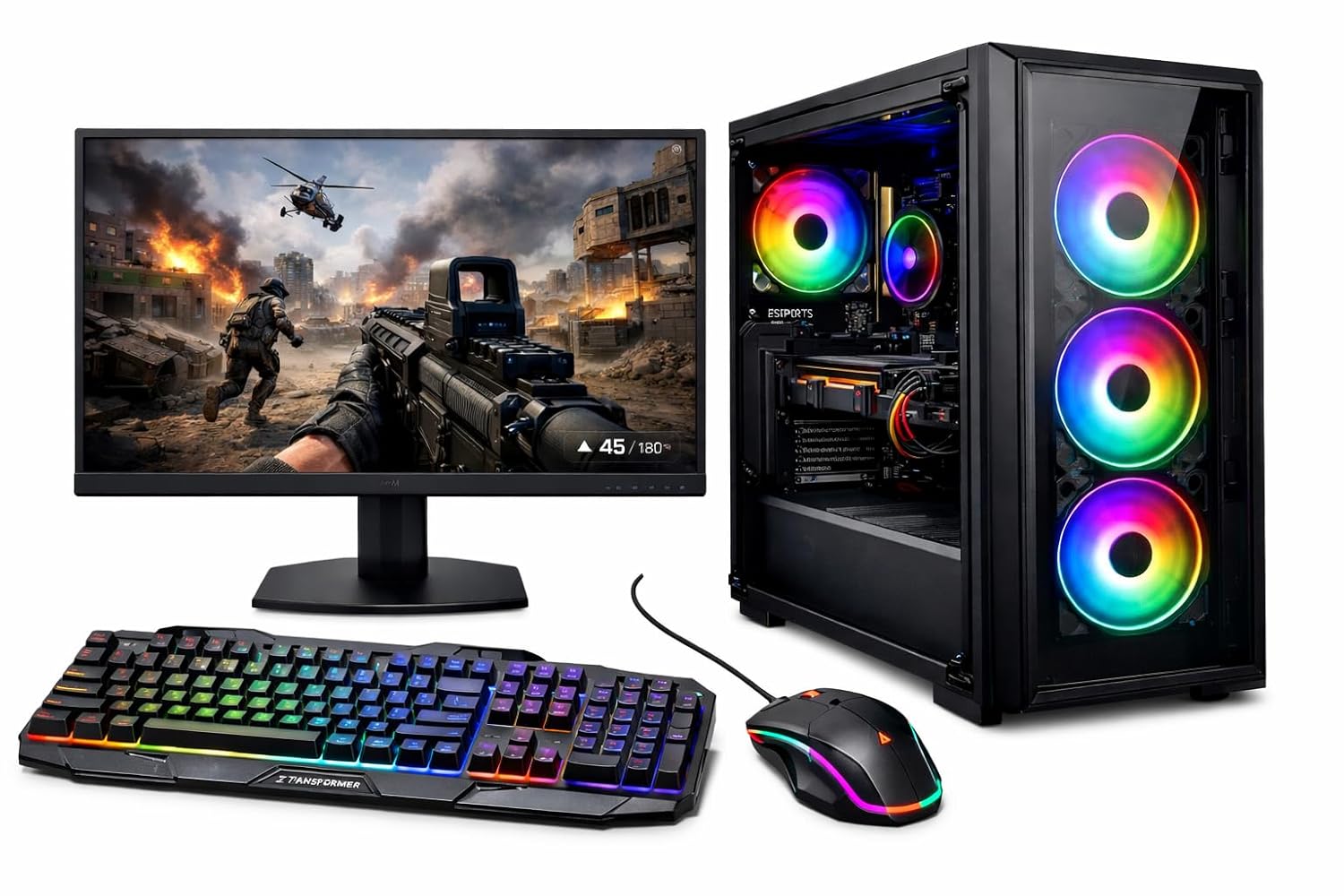 KRYNORCXY Desktop Computer PC Set | Core i5 Processor | 8GB RAM | 256GB SSD | HD Graphics 2000 | RGB 4 Fan Cabinet | 19 Inch LED Monitor | RGB Keyboard Mouse | WiFi | Windows 10 Pro KRYNORCXY Desktop Computer PC Set | Core i5 Processor | 8GB RAM | 256GB SSD | HD Graphics 2000 | RGB 4 Fan Cabinet | 19 Inch LED Monitor | RGB Keyboard Mouse | WiFi | Windows 10 Pro