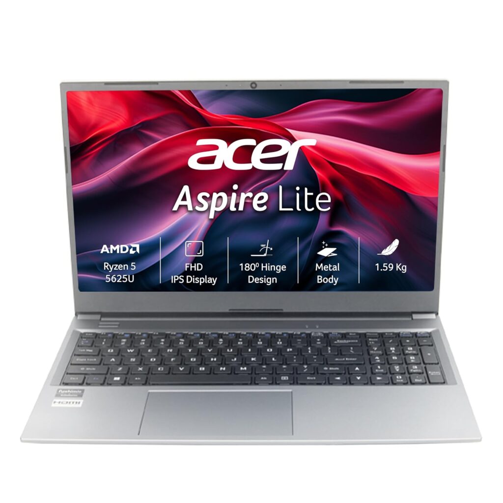 acer SmartChoice Aspire Lite, AMD Ryzen 5-5625U Processor, 16 GB/512 GB, Full HD, 15.6/39.62 cm, Windows 11 Home, Steel Gray, 1.59 kg, AL15-41, Metal Body, Thin and Light Laptop acer SmartChoice Aspire Lite, AMD Ryzen 5-5625U Processor, 16 GB/512 GB, Full HD, 15.6/39.62 cm, Windows 11 Home, Steel Gray, 1.59 kg, AL15-41, Metal Body, Thin and Light Laptop