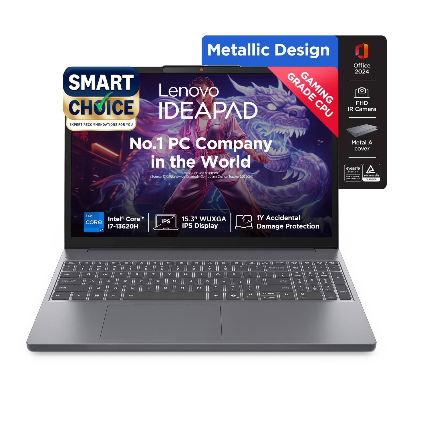 Lenovo Smartchoice Ideapad Slim 3, 13th Gen Intel Core i7 13620H, 16GB RAM, 512GB SSD, WUXGA IPS, 15.3/38.8cm, Win 11, Office 2024, Top Metal Cover Grey, 1.6Kg, 83K100CJIN/S1IN, Backlit KB, Laptop Lenovo Smartchoice Ideapad Slim 3, 13th Gen Intel Core i7 13620H, 16GB RAM, 512GB SSD, WUXGA IPS, 15.3/38.8cm, Win 11, Office 2024, Top Metal Cover Grey, 1.6Kg, 83K100CJIN/S1IN, Backlit KB, Laptop