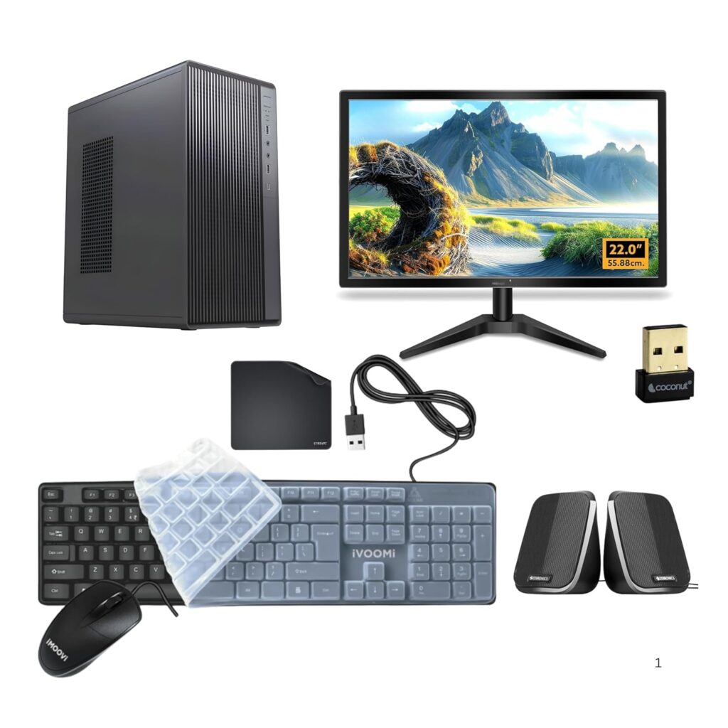 Desktop Computer Set with i5 3470, 8GB RAM, 256GB SSD, 22-inch Monitor, Keyboard, Mouse, WiFi, Speakers, Windows 11, Black Full Set | 2 Year Warranty