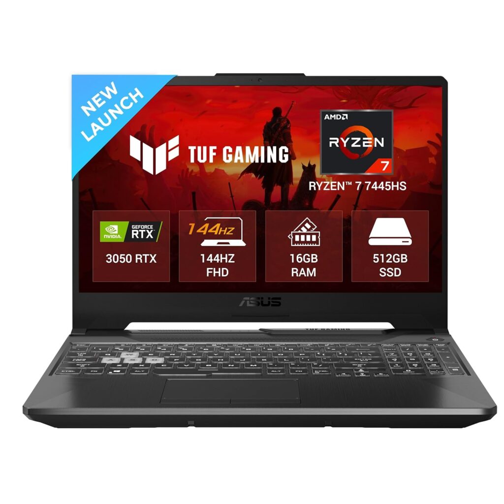 ASUS TUF A15 (2025), AMD Ryzen 7 7445HS,RTX 3050-4GB,75W TGP,16GB DDR5(Upgradeable Upto 64GB) 512GB SSD,FHD,15.6,144Hz,RGB Keyboard,Windows 11,Graphite Black,2.3 Kg FA506NCG-HN199W, Gaming Laptop