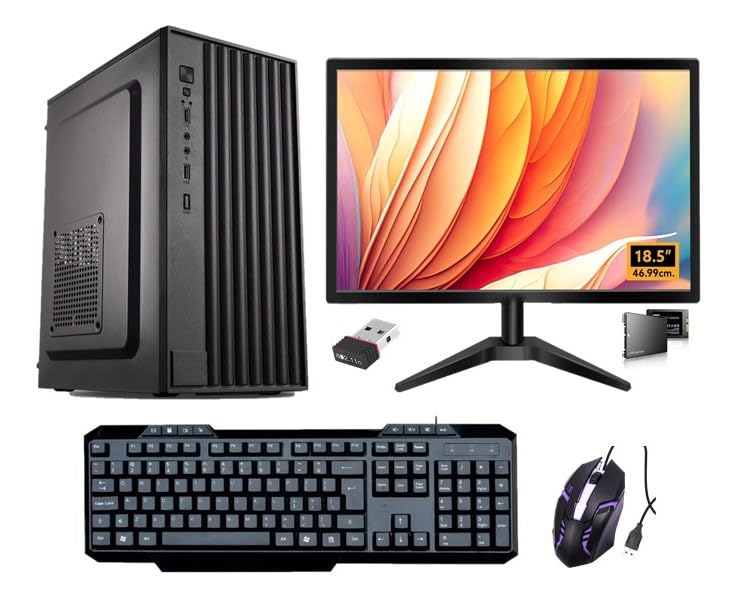 All-in-One Desktop PC, i5 3500, 8GB RAM, 128GB SSD, 19 Monitor, Keyboard, RGB Mouse, WiFi, Win 10, Black (8-128GB) All-in-One Desktop PC, i5 3500, 8GB RAM, 128GB SSD, 19 Monitor, Keyboard, RGB Mouse, WiFi, Win 10, Black (8-128GB)
