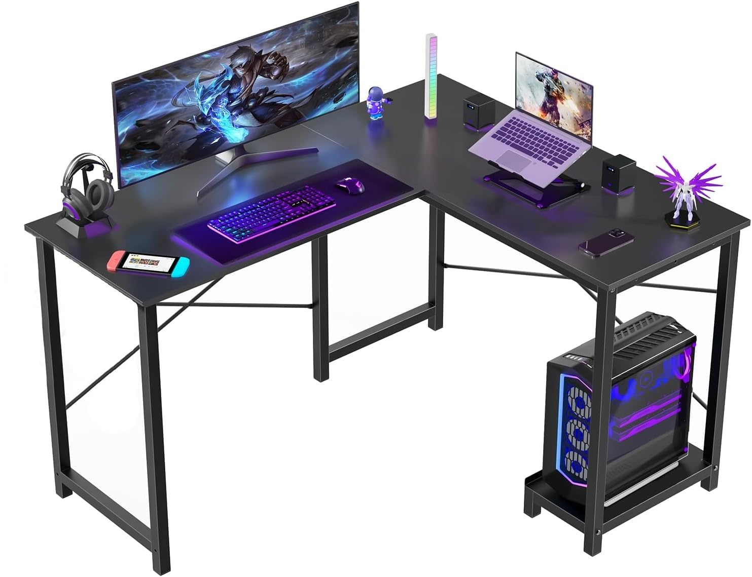 Callas L Shaped Computer Desk – Gaming Corner 50 Inch PC, Computer Corner Desk, Writing Workstation with Wooden Desktop CPU Stand for Home, Office, Room & Small Space (Black – ST-22 Black(R)) Callas L Shaped Computer Desk – Gaming Corner 50 Inch PC, Computer Corner Desk, Writing Workstation with Wooden Desktop CPU Stand for Home, Office, Room & Small Space (Black – ST-22 Black(R))
