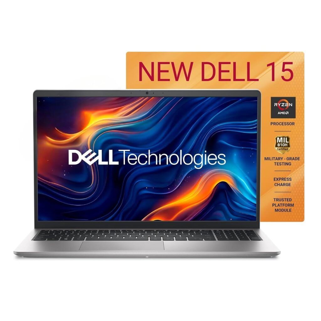 Dell 15, AMD Ryzen 7-7730U, 16GB DDR4, 512GB SSD, FHD, 15.6/39.6cm, Windows 11, Microsoft Office Home 2024, Platinum Silver, 1.63Kg, [Dell 15], 120Hz 250nits, AMD Radeon Graphics,Thin & Light, Laptop