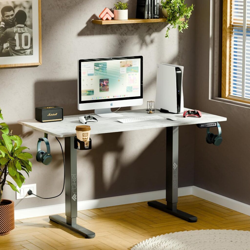 ARTIKEL Artidesk Eco Electric Height Adjustable Table for Office Work & Home-Sit Stand Gaming Desk 80kg Load, Cup Holder, 2 Hooks,Cable Organizer 2Split Tabletop (Rock, 100×60 CM) ARTIKEL Artidesk Eco Electric Height Adjustable Table for Office Work & Home-Sit Stand Gaming Desk 80kg Load, Cup Holder, 2 Hooks,Cable Organizer 2Split Tabletop (Rock, 100×60 CM)